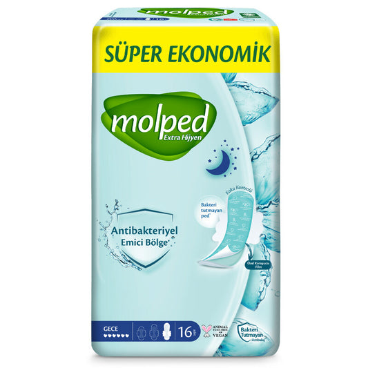 Molped Extra Hijyen Antibakteriyel Ped Süper Eko Gece 16'lı