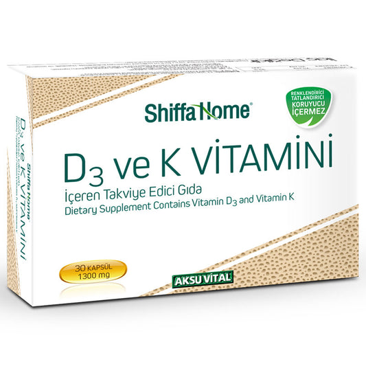 Shiffa Home Vitamin K & D3 Takviye Edici Gıda 30 Kapsül 1300 mg