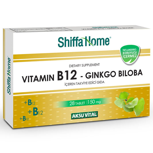 Shiffa Home Vitamin B12 - Ginkgo Biloba Takviye Edici Gıda 28 Tablet 150 mg