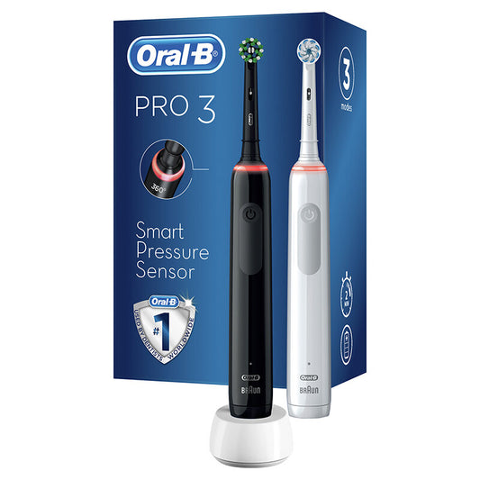 Oral-B Pro 3 - 3900 Siyah Beyaz 2'li Şarj Edilebilir Diş Fırçası Seti