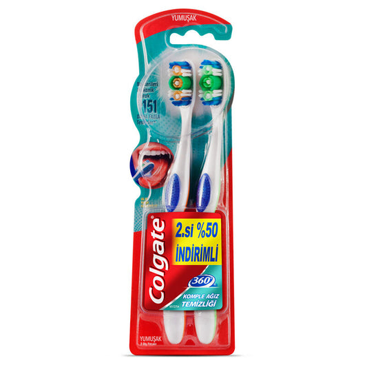 Colgate 360 Komple Ağız Temizliği Yumuşak Diş Fırçası 1+1